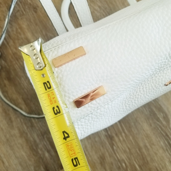 Rebecca Minkoff Jules Satchel White Leather Crossbody Handbag Rose Gold Hardware - Picture 11 of 16